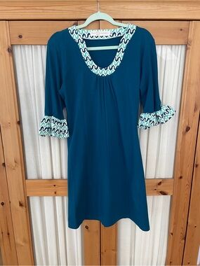 Tracy Negoshian Dress with Patterned Trim
